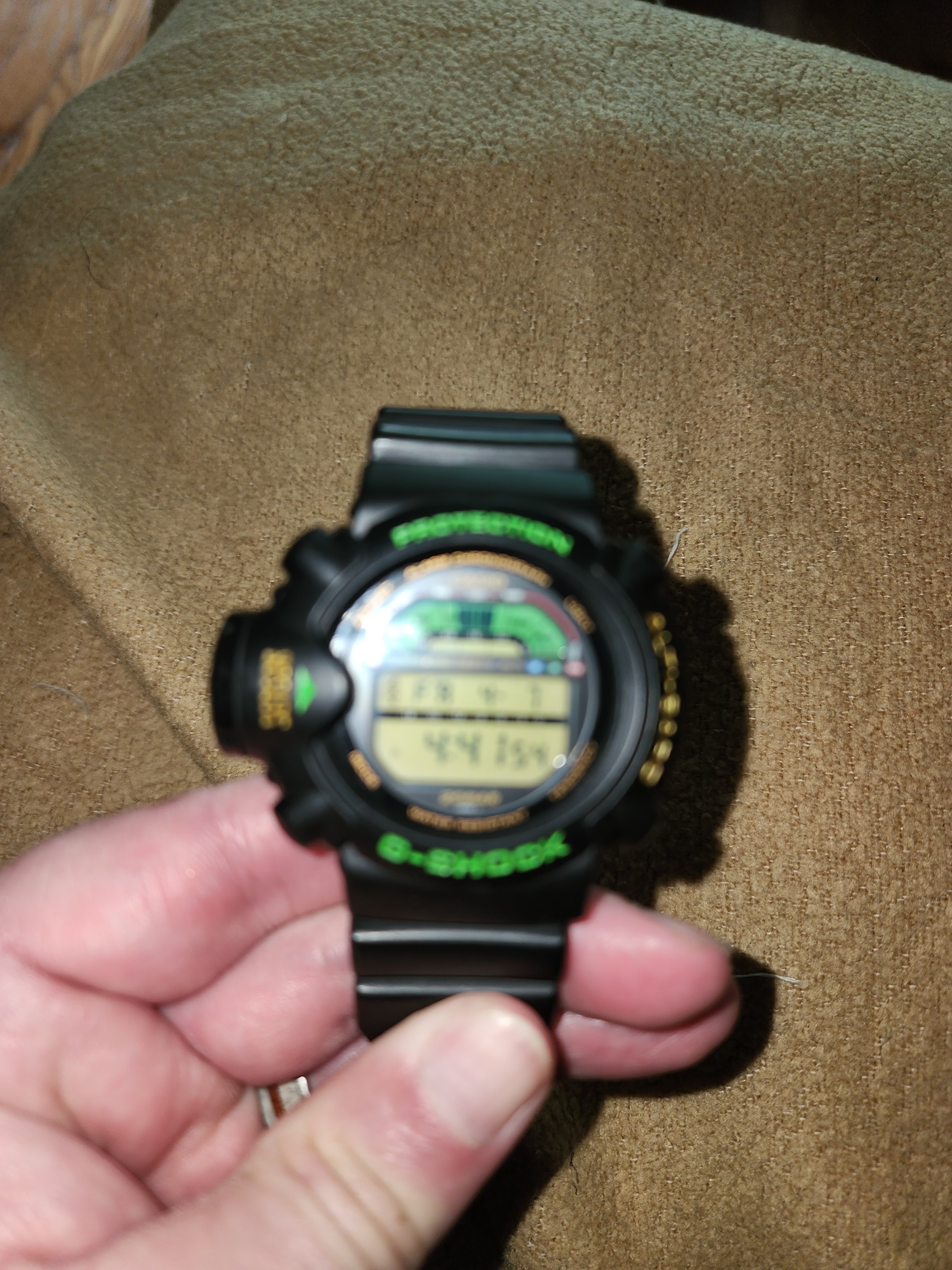 Casio G-Shock Dw-6500, Famously Known As The Skyforcwith Green Accents New Bezel